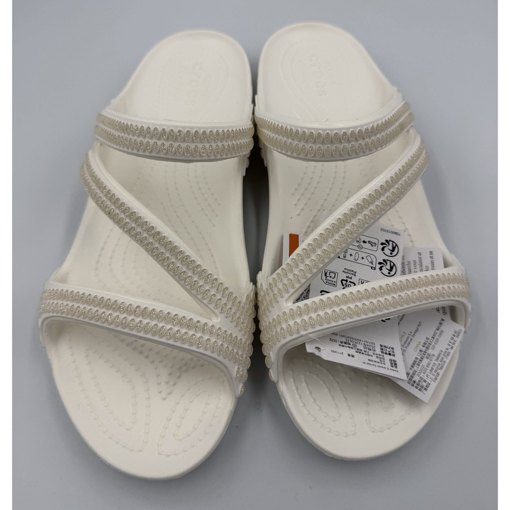 Crocs Kadie II Jewels Sandal Women 10 White Strappy Embellished Slide